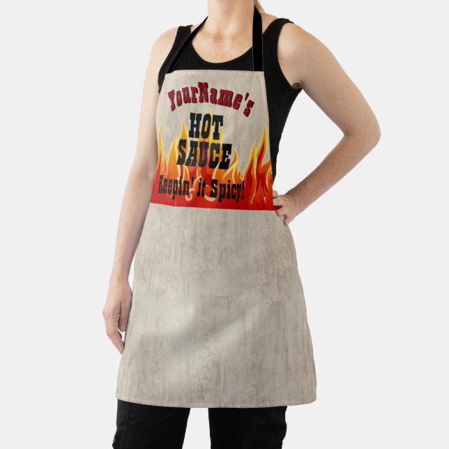 Vintage Flames Personalized Hot Sauce Chef Apron (Insitu)
