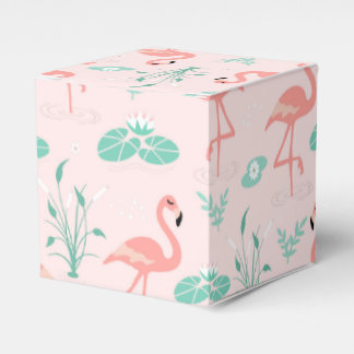 Vintage Flamingo and Water Lily Pattern Favor Boxes