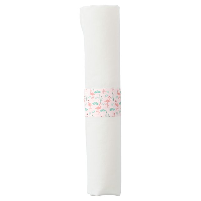 Vintage Flamingo and Water Lily Pattern Napkin Bands (Front)