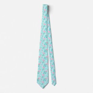 Vintage Flamingo Light Blue Neck Tie