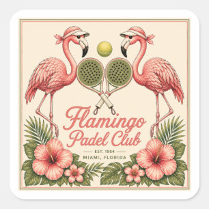 Vintage Flamingo Padel Club Miami Florida Square S Sticker