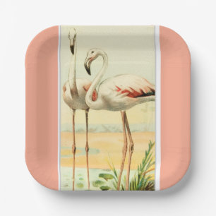 Vintage Flamingo Paper Plates