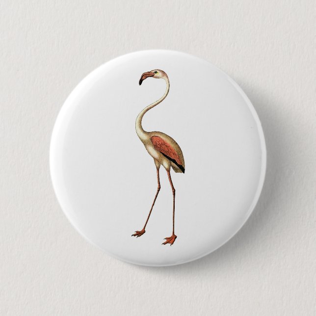 Vintage Flamingo Pinback Button (Front)