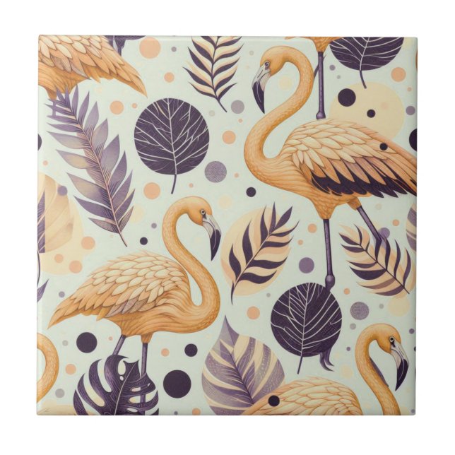 Vintage Flamingo Seamless Ceramic Tile (Front)