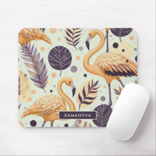 Vintage Flamingo Seamless Mouse Pad