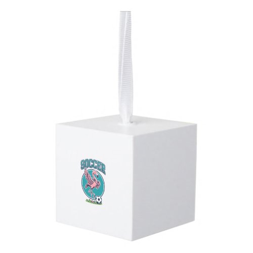 Vintage Flamingo Soccer Player Graphic Shirt_1 Cube Ornament