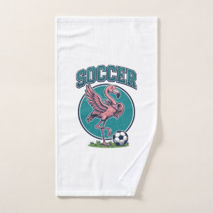 Vintage Flamingo Soccer Player Graphic Shirt_1 Hand Towel