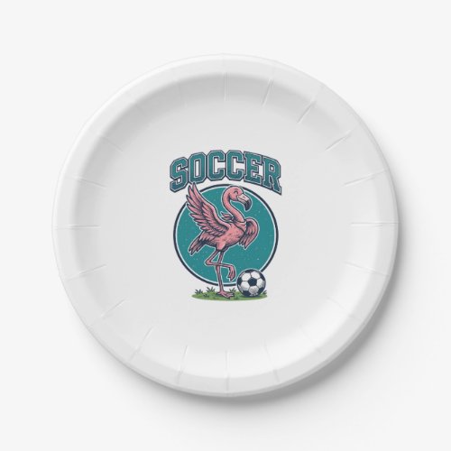 Vintage Flamingo Soccer Player Graphic Shirt_1 Paper Plates