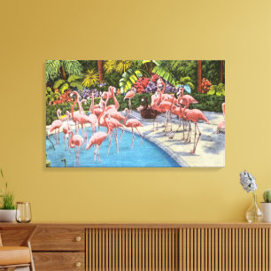 Vintage Flamingos in Florida Canvas Print