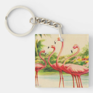 Vintage Flamingos Keychain