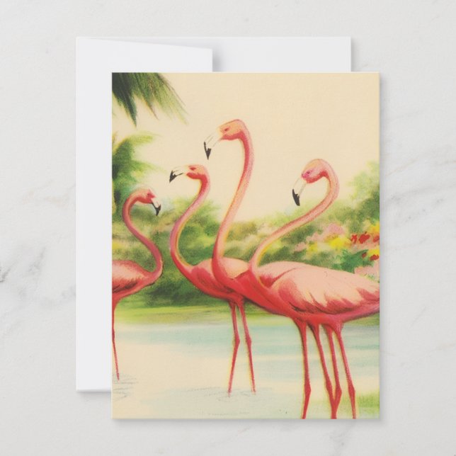 Vintage Flamingos Note Card (Front)