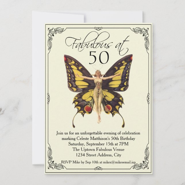 Vintage Flapper 50th Birthday Invitation (Front)