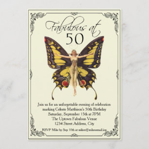 Vintage Flapper 50th Birthday Invitation