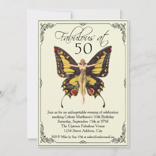 Vintage Flapper 50th Birthday Invitation