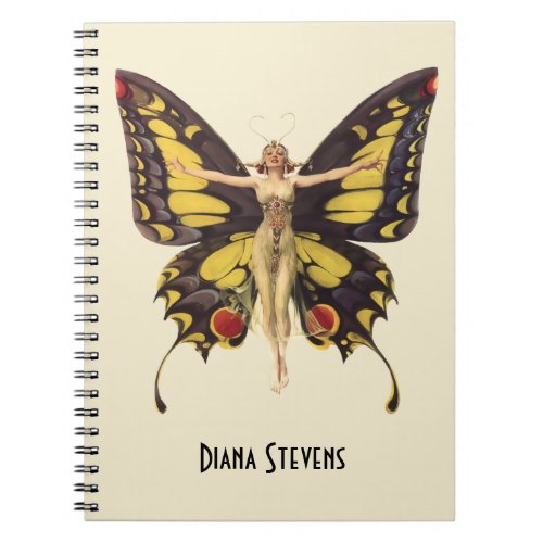 Vintage Flapper Butterfly Personalized Notebook