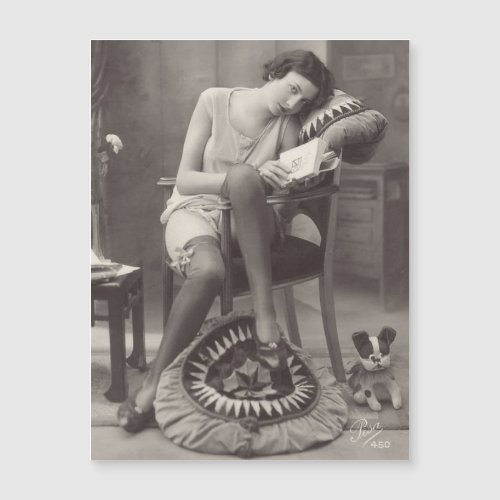 Vintage Flapper Girl 1920s magnetic postcard