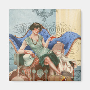Vintage Flapper Girl in 1920s Paris Magnet