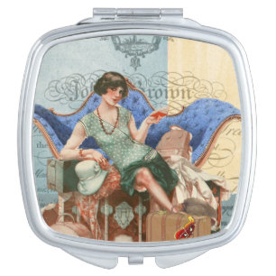 Vintage Flapper Girl in Paris Compact Mirror