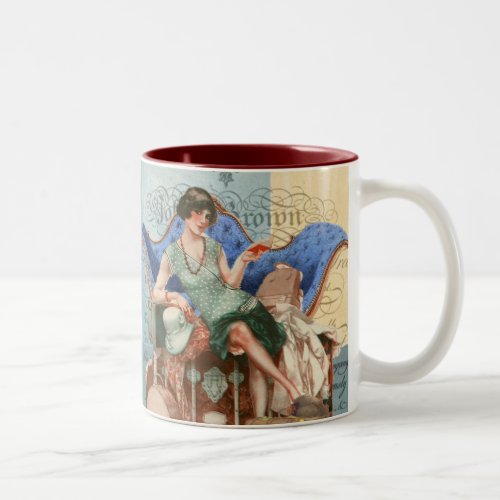 Vintage Flapper Girl in Paris Two_Tone Coffee Mug