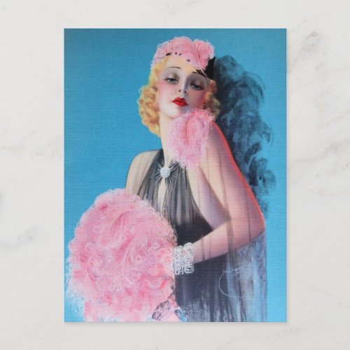  Vintage Flapper Girl pin up art Postcard