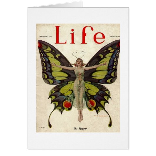 Vintage Flapper Lady Butterfly, Cards (Front)