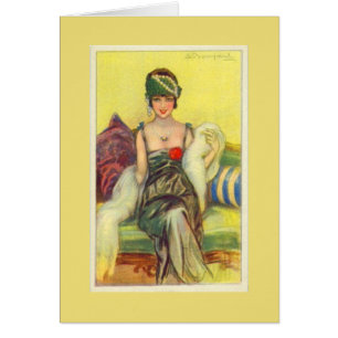 Vintage Flapper on a Settee, Cards