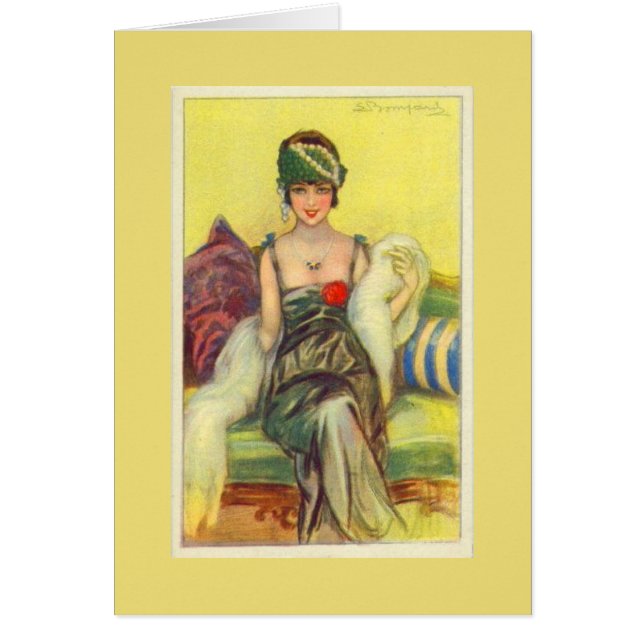 Vintage Flapper on a Settee, Cards (Front)
