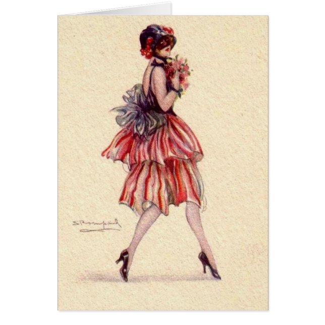 Vintage Flapper with Flowers, Cards (Front)