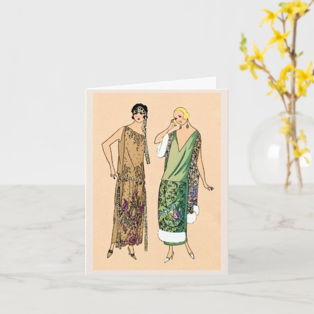 Vintage flapper women  card (Yellow Flower)