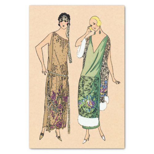 Vintage flapper women decoupage tissue paper
