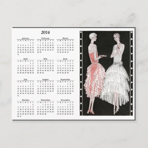 Vintage Flappers 2016 Calendar Postcard