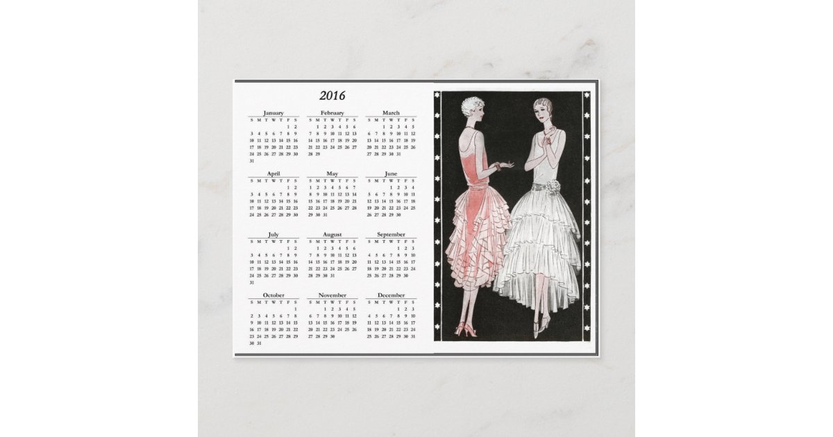Vintage Flappers 2016 Calendar Postcard | Zazzle
