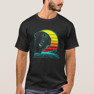 Vintage Flat Coated Retriever Vaporwave T-Shirt
