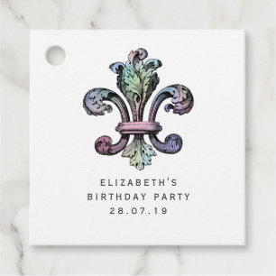 Vintage Fleur de Lis and Iridescent Damask Favor Tags