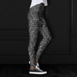 Vintage Fleur de Lis | Black Silver Grunge Damask Leggings<br><div class="desc">#abstractart Grandeur modern contemporary art deco inspired design in a romantic jacquard brocade fleur de lis damask fabric pattern meets the distressed 90s grunge style with this dark charcoal silver gray New Orleans French Quarter ornamental medallions on a minimal black grunge background. This mixed medium baroque gradient adds the perfect...</div>