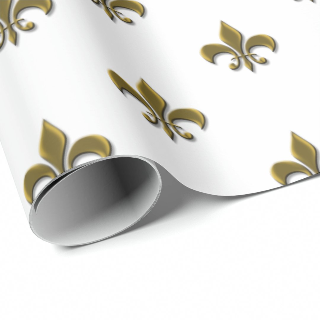 Vintage Fleur de Lis Embossed Bronze French Wrapping Paper | Zazzle