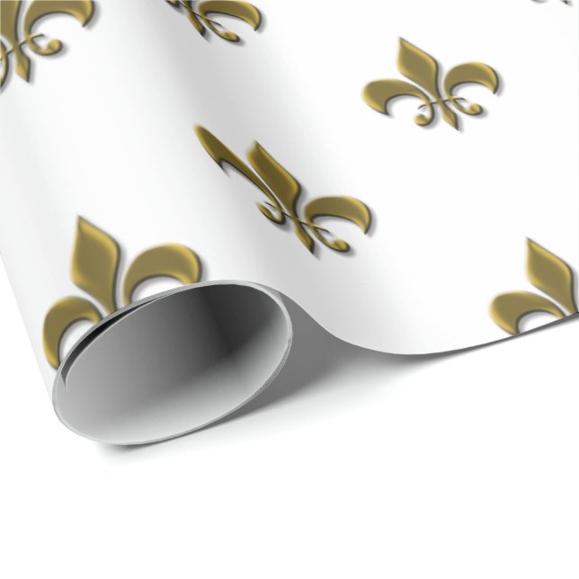Vintage Fleur de Lis Embossed Bronze French Wrapping Paper