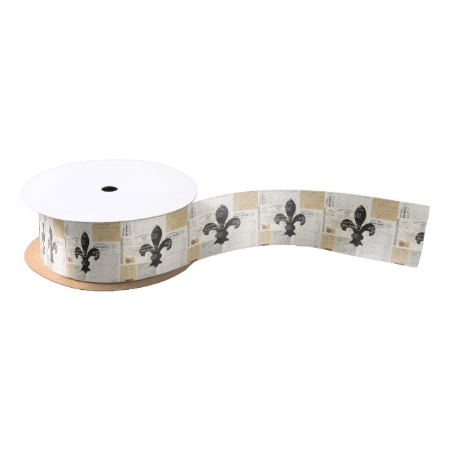 Vintage Fleur de Lis French Ephemera Ribbon (Spool)