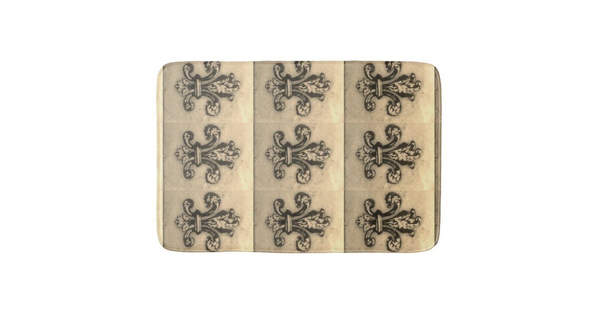 Vintage Fleur De Lis French Inspired Bath Rug Zazzle Com