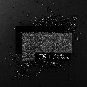 Vintage Fleur de Lis Grunge Damask Monogram Business Card