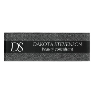 Vintage Fleur de Lis Grunge Damask Monogram Name Tag