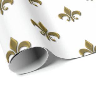 Vintage Fleur de Lis Petite White French Wrapping Paper
