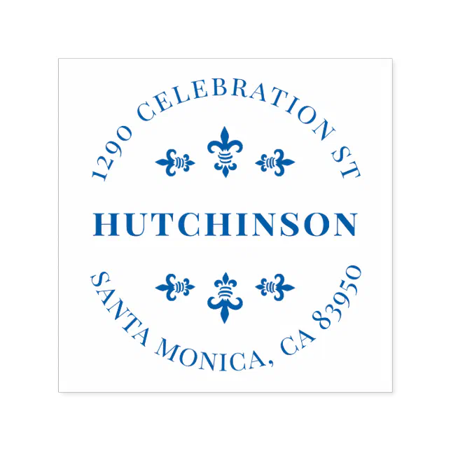 Vintage Fleur De Lis Round Return Address Selfinking Stamp Zazzle