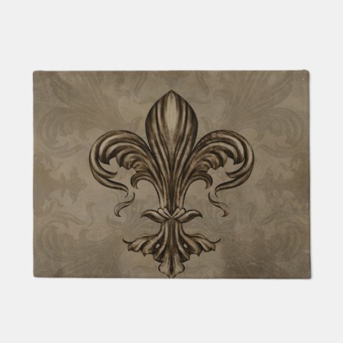 Vintage Fleur_de_lis Sepia Doormat