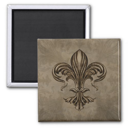 Vintage Fleur_de_lis Sepia Magnet