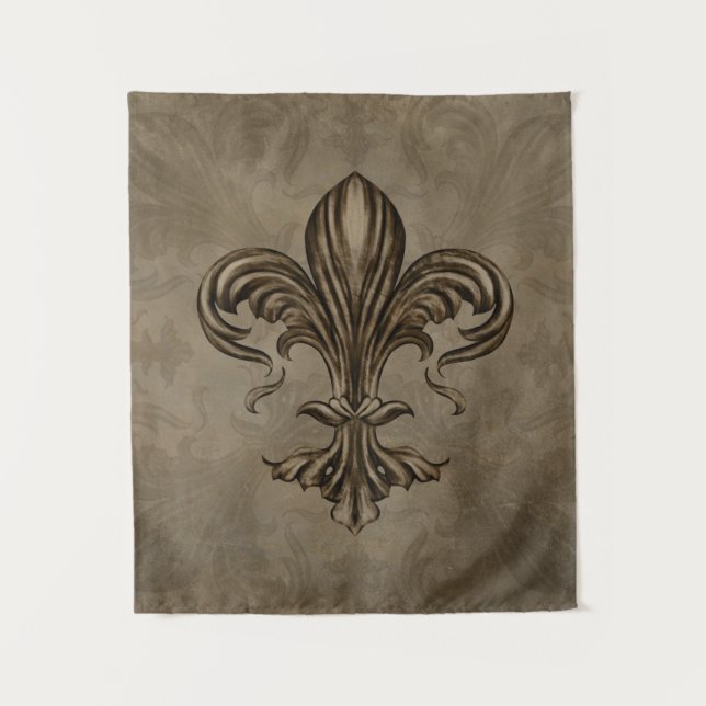 Vintage Fleur-de-lis Sepia Tapestry (Front)