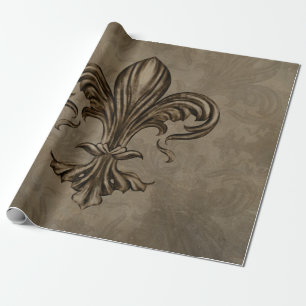 Vintage Fleur-de-lis Sepia Wrapping Paper
