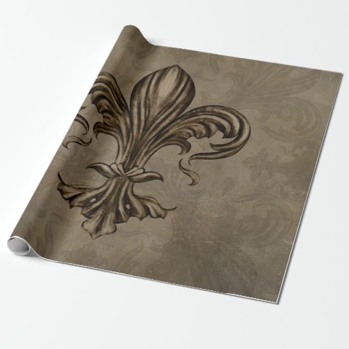 Vintage Fleur_de_lis Sepia Wrapping Paper