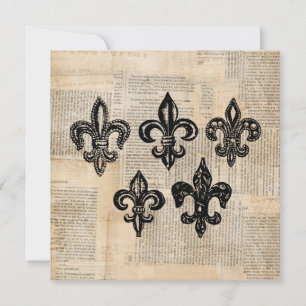 Vintage Fleur de Lis Symbols Fleur-de-lis Art Invitation