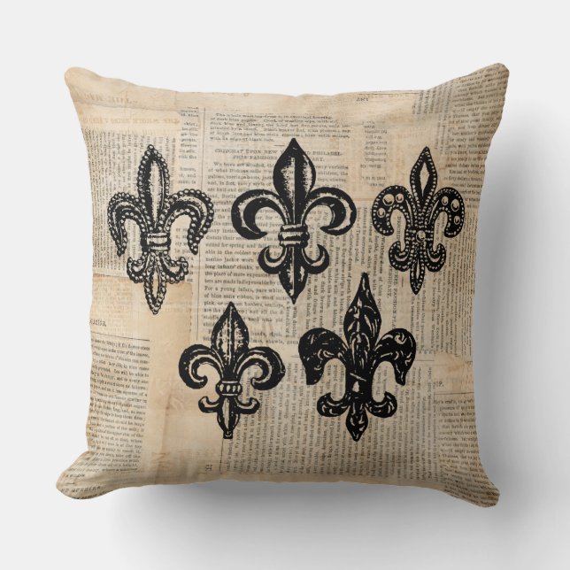 Vintage Fleur de Lis Symbols Fleur-de-lis Art Throw Pillow (Front)